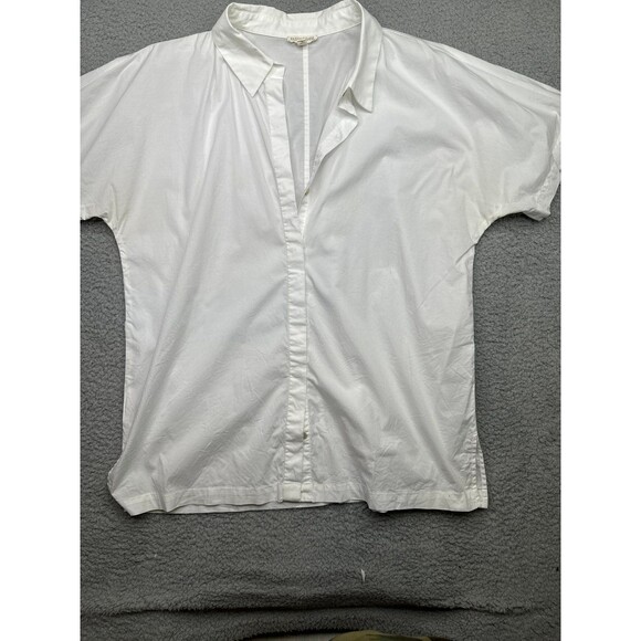 Eileen Fisher 168$ Petite large white button down short sleeve organic cotton - Picture 2 of 7